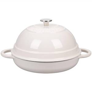 lot 15208 image: VORRINGARD Cast Iron Enameled Dutch Oven Pot with Lid for Bread Baking, Bread Oven, 6 Quart, White