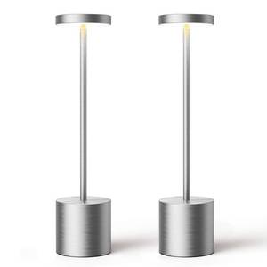 lot 15213 image: SAKRINGT Cordless Table Lamps Rechargeable,6000mAh Portable Battery Operated LED Table Light for Restaurant Outdoor 2 Pack Silver