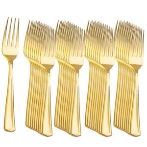 lot 15220 image: Liacere 360Pcs Plastic Forks - Heavyweight Forks - 7 Inch Heavy Duty Gold Disposable Forks- Gold Plastic Silverwar Perfect For Parties & Weddings & Thanksgiving & Restaurants And Daily Using