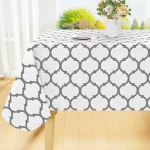 lot 16294 image: Smiry Rectangle Table Cloth, Waterproof Vinyl Tablecloth with Flannel Backing for Rectangle Tables, Wipeable Spillproof Plastic Tablecloths for Dining, Camping, Indoor and Outdoor (60x120, White)