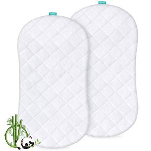 lot 16296 image: Bassinet Mattress Protector, Universal Fit for Halo Bassinest Swivel and HourglassOval Bassinet Mattress, Ultra Soft Waterproof and Breathable, 2 Pack