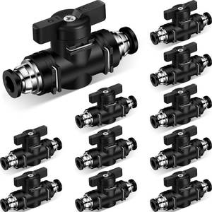 lot 16307 image: Flutesan 10 Pcs 14 x 14 OD Push to Connect Pneumatic Ball Valve PVC Air Flow Control Valve Quick Connect Tube Fittings Air Line Hose Fittings