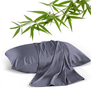 lot 16309 image: 2 Pack Cooling Pillowcases for Hot Sleepers & Night Sweats, 400 TC Bamboo Viscose Pillow Protectors, Zippered Pillow Cases King Size, Breathable Silky Soft Pillow Covers, Dark Grey, 20x36