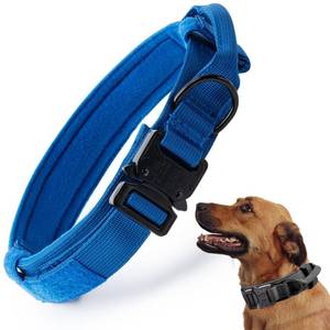 lot 16321 image: Tactical Dog Collar, Adjustable Military Training Nylon Dog Collar with Control Handle and Heavy Quick-Release Metal Buckle for Small Medium Large Dogs, Dark Blue S
