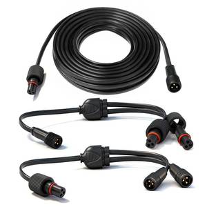 lot 16330 image: 19.6FT Outdoor Light Extension Cord Compatible with Govee 3-Pin Waterproof Power Cable with 2 Y-Splitter IP68 Permanent Lighting Extension Wire for Patio Garden Roof Decorations