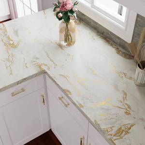 lot 16354 image: VEELIKE Beige Gold Liquid Marble Contact Paper for Countertops Waterproof Peel and Stick Countertops Matte Marble Wallpaper for Kitchen 15.7x118 Self Adhesive Countertop Vinyl for Bathroom Table
