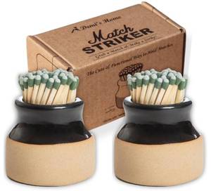 lot 16340 image: Demis Home Match Striker - Set of 2 - Black - (Matches Not Included) - Ceramic Match Holder with Striker
