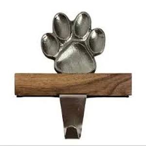 lot 3663 image: Gold Paw Print Stocking Holder, 2-pack