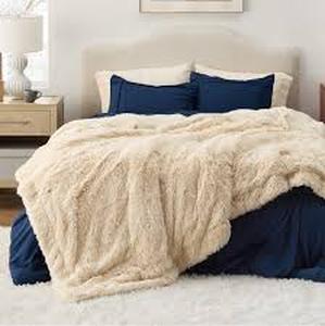 lot 5383 image: Queen size blanket color beige bedsure