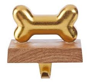 lot 5396 image: Gold Tone Dog Bone Stocking Holder