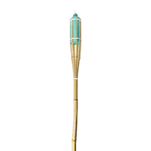 lot 5401 image: Bamboo Tiki Torch with Aqua Blue Canister