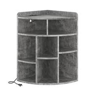lot 13896 image: Gray 3-Tier Corner Shelf Unit