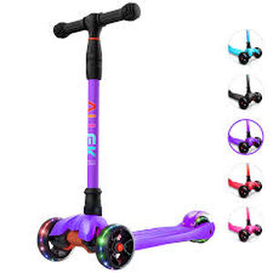 lot 13927 image: Purple kick scooter with luminous wheels