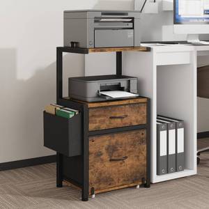 lot 1324 image: HIGDBFE Filing Cabinet with 2-Tier Printer Shelves, 2 Fabric Drawers File Cabinet with Side Bag&File Drawer for A4Letter Size, Printer Stand with Storage for Home Office, Rustic Brown, 16.5 W