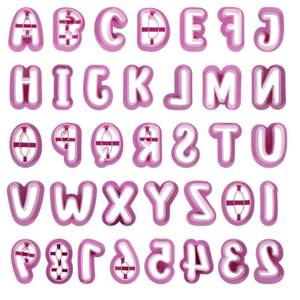 lot 2465 image: Alphabet Cookie Cutters, 35 Pcs Letter And Number Cookie Cutters Fondant Letter Cutter Cake Pop Mold Purple Plastic Alphabet Number Cutter Tools for Sugarcraft Biscuit Pastry Plunger Baking Decorating
