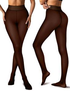 lot 2473 image: Vertvie Fleece Lined Tights Women Crotch One Seam Line Warm Sheer Pantyhose Fake Translucent Thermal Thick Tights Leggings (200g-Thin Fleece,Black Sheer-Coffee Fleece,Small-Medium)