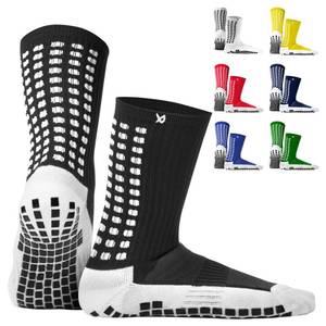 lot 2488 image: LUX Anti Slip Soccer Socks, Non Slip FootballBasketballHockey Sports Grip Pads Socks Black One Size