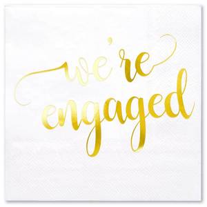 lot 2489 image: WRAPAHOLIC 50Pcs Gold Were Engaged Napkins - 3 Ply Disposable Paper Luncheon Napkin for Tableware Party Supplies - 6.5 x 6.5 In