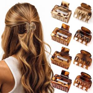lot 2494 image: 8 PCS Small Hair Clips for Women Girls, Square Medium Hair Claw Clips for Thin, Fine & Short Hair, Cute Non Slip Leopard Print Jaw Clips for Valentines Day Gifts, Ideal for Half Up Hair (Tortoise)