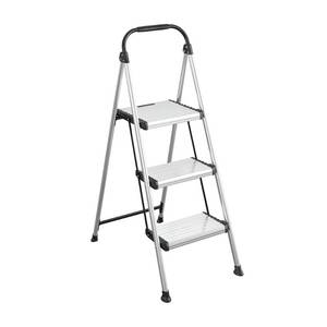 lot 3669 image: Cosco 3 Step All Aluminum Step Stool Lightweight Gray & Black Ladder, 225 lb Capacity, No Assembly Required
