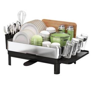 lot 3671 image: BOOSINY Stainless Steel Dish Drying Rack, Dish Racks for Kitchen Counter, Rust Proof Dish Drainer and Drainboard Set, Small Dryer with Drainage, Utensil Holder and Cup Holder