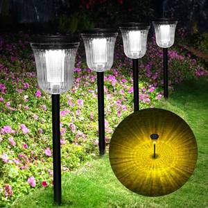 lot 3673 image: WTGEGF Solar Pathway Lights Outdoor Waterproof, 4 Pack 200 Lumens Super Bright Solar Garden Lights with 2 Lighting Modes, Auto OnOff Outdoor Solar Lights for Yard, Walkway, Lawn, Driveway, Path