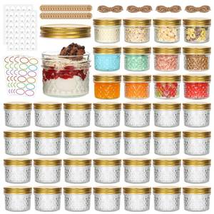 lot 3675 image: EkkoVla 4 oz Glass Mason Jars with Golden Lid, 40 Pack Regular Mouth Mini Canning Jars for Caviar, Honey, Jam, Jelly, Body Butters, Spice, DIY Candle
