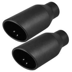 lot 3680 image: Upower 2.5 inch Inlet 4 inch Outlet Exhaust Tip 2.5 to 4 Exhaust Tailpipe Tips 9 Long Black Weld On 1.2mm Thick Stainless Steel 2 12 Inlet Rolled End (Pack of 2)