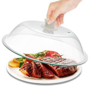 lot 3681 image: OEC Lighter Weight Upgraded Tempered Glass Microwave Splatter Cover - 11.5 inch - Heat-Resistant & Impact-Resistant Glass Lid with Vent, Silicone Knob, Dishwasher Safe, 100% Food Grade - BPA Free