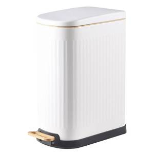 lot 3682 image: SYNCVIBE Slim Bathroom Trash Can with Soft Close Lid Stainless Steel Garbage Can Step Trash Bin with Removable Inner Bucket for Bedroom, Office, Kitchen (Matt White, 3.5 Gallons)