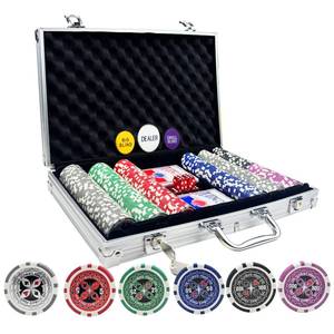 lot 3683 image: AIBETOMG Poker Chips with Numbers,300Pcs Poker Chips Set with Aluminum Travel Case,11 Gram Casino Poker Set for Texas Holdem, Blackjack