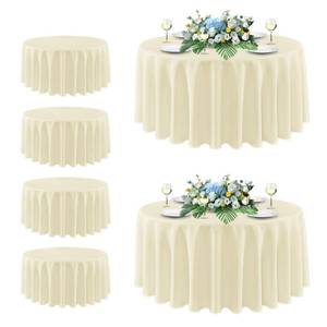 lot 3688 image: sancua Round Tablecloth 108 Inch Diameter, 6 Pack - Circle Polyester Fabric Table Cloth for Wedding Party Reception Banquet Birthday, Washable Formal Table Cover (Fit 42-96 Inch Tables), Beige