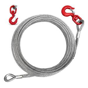 lot 3689 image: YATOINTO Galvanized Steel Winch Cable, 38 Towing Cable Heavy Duty, 13980LBS Breaking Strength, with Swivel Hook 2T and 2 Aluminum Rings, 6x19 Strand Core Steel Cable for Crane Tow Truck (50 FT)