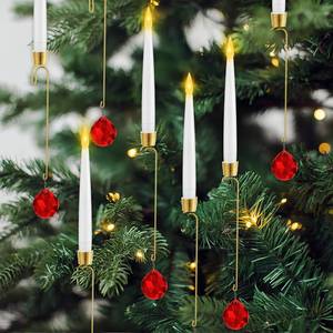 lot 3703 image: Baquler 24 Pcs Christmas Tree Candles with Red Crystal Ball, Flameless LED Candles Battery Operated with Remote Control Xmas Candlesticks for Holiday Wedding Party Decor