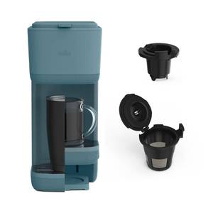 lot 3716 image: BELLA Single Serve Coffee Maker, K Cup & Coffee Ground Compatible with Removable, Adjustable Drip Tray, Auto Shutoff & Reusable Dishwasher Safe Accessories, Brews 6oz to 14oz, 1000 Watt, Surf