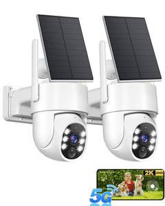 lot 3731 image: Gianteye 5G&2.4GHz Security Cameras Wireless Outdoor, 2K Cameras for Home Security, Solar & Battery Powered Security Camera Outdoor, Color Night Vision, PZT Human Detection, 2 Packs