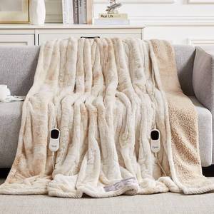 lot 3734 image: Homemate Electric Heated Blanket Queen Size - 84x90 Heating Blanket Queen Size Dual Control 12468 Hours Auto-Off 10 Heat Level Over-Heat Protection Luxury Faux Fur Sherpa ETL Certification