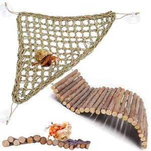 lot 4276 image: Adullpony Bearded Dragon Tank Accessories Set Reptile Habitat Decor with Climbing Hammock Toys, Natural Wood Hideout for Hermit Crab, Lizard, Leopard Gecko,Crested,Tortoise, Snake