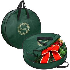 lot 4290 image: BALEINE 2 Pack Wreath Storage Container, Christmas Wreath Storage Bag with Reinforced Handle for Holiday Xmas (Green, 24X8)
