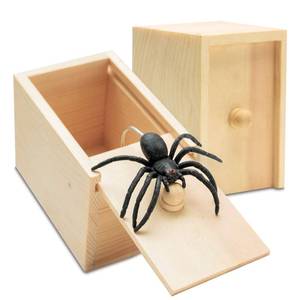 lot 4291 image: Fudragtn Fake Spider in a Box Prank Gift for Adults Kids,Handmade Wooden Pop Out Scare Surprise Boxes Joke Toys Halloween