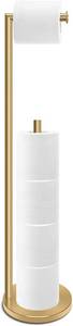 lot 4296 image: 26.4 Stainless Steel Toilet Paper Holder freestanding,Bathroom Free Standing Toilet Paper Holders,Double Rod Toilet Paper Holder Stand with Reserve Storage 3-4 Toilet Paper Rolls(Golden)