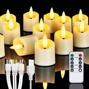 lot 4301 image: Homemory Rechargeable Flameless Candles, 2468H Timer LED Votive Candles, 6 PCS Battery Operated Tea Lights with Timer for Table, Wedding, Christmas (USB Charging Cable Included)