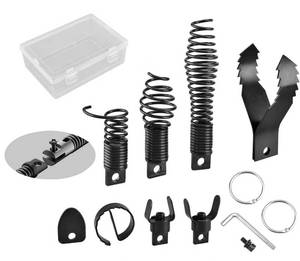 lot 4309 image: 8-Piece Drain Snake Kit for 516 to 34 Cables �� Heavy-Duty Manganese Steel Cutters for Roots, Grease & Stubborn Clogs �� Includes Storage Case & Metal Ring