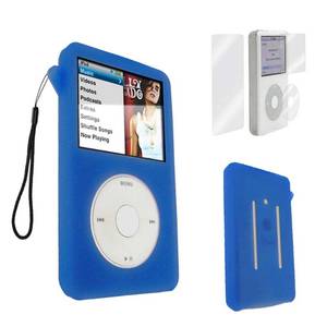 lot 4316 image: for iPod Classic Case, Silicone Skin Case Cover for Apple iPod Classic 6th 7th 80GB, 120GB Thin 160GB and iPod Video 5th 30gb  Screen Protector & Lanyard-10.5mm Thickness Thin Version(Blue)