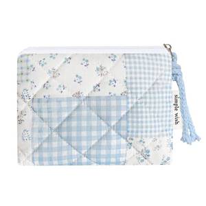 lot 4321 image: Modacarry Cotton Quilted Floral Coin Purse Digital Camera Pouch with Cute Prints Zipper for Women Girls (BLUE PATCH)