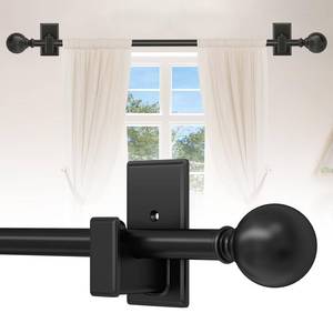 lot 4337 image: TKZTKZ Black Curtain Rods No Drilling-Adjustable No Drill Curtain Rods for Windows 32-45 Inch with Adhesive Brackets for Bedroom Apartment Renter Friendly 58 Small Door Cafe Single Rod Easy Install