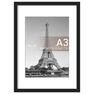 lot 4338 image: upsimples A3 Picture Frame, Display Pictures 8.3x11.7 with Mat or 11.7 x 16.5 Without, Wall Hanging Poster Frames, Black, 1 Pack