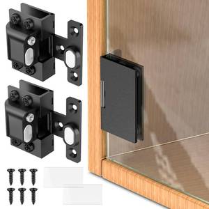 lot 4342 image: Mdkave Glass Door Hinges,Glass Hinges,Glass Cabinet Hinges,304 Stainless Steel,Silent Closing for Thickness 5-8mm Doors (Black,2 Pack)
