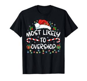 lot 4350 image: Most Likely To Overshop Shopping Family Crew Christmas T-Shirt XL