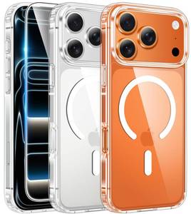lot 4379 image: FNTCASE for iPhone 17 Pro Case, Compatible with Magsafe, Clear Transparent Magnetic Shockproof Protective Rugged Phone Cover with Screen Protector - 6.3 inch (A-Clear)